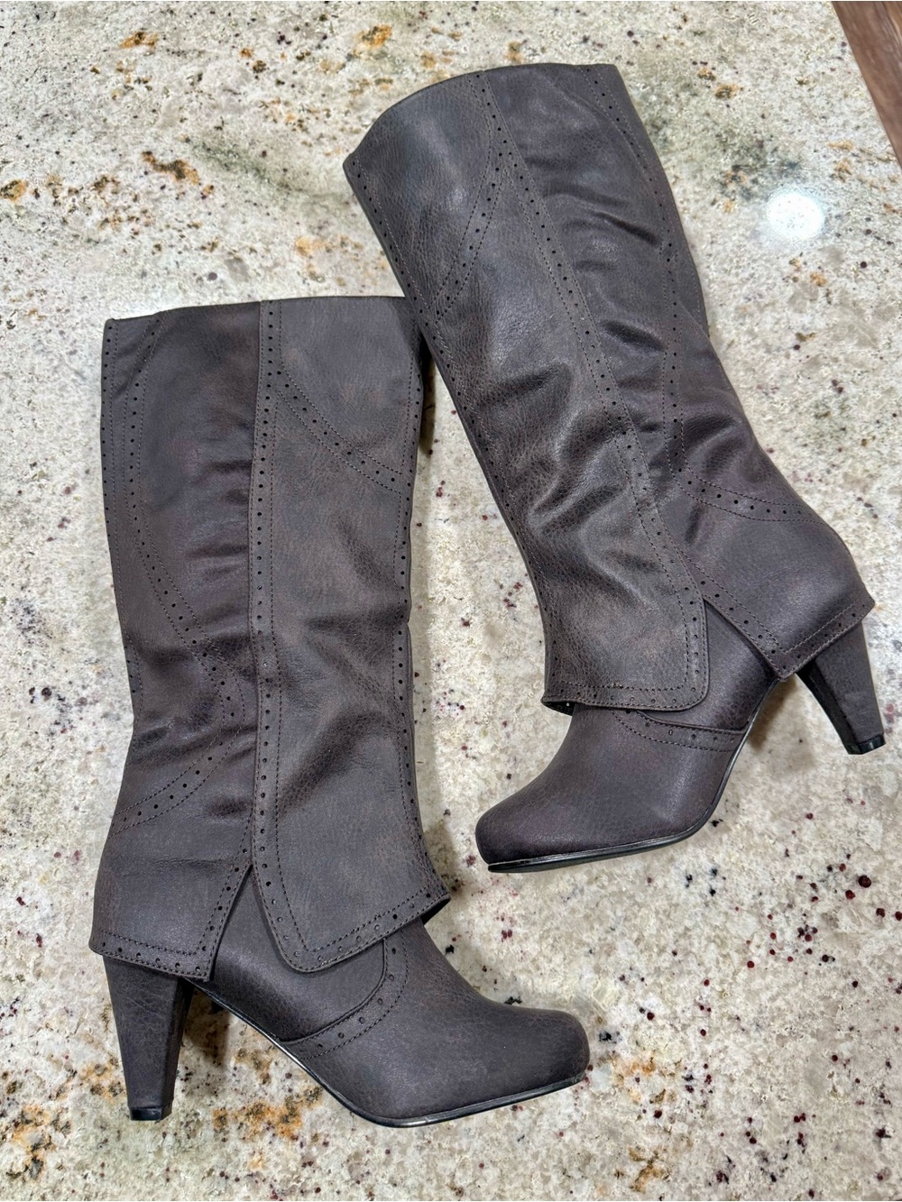 Not Rated “B Dad” Heeled Boots In Charcoal (NWOT) - Picture 2 of 13
